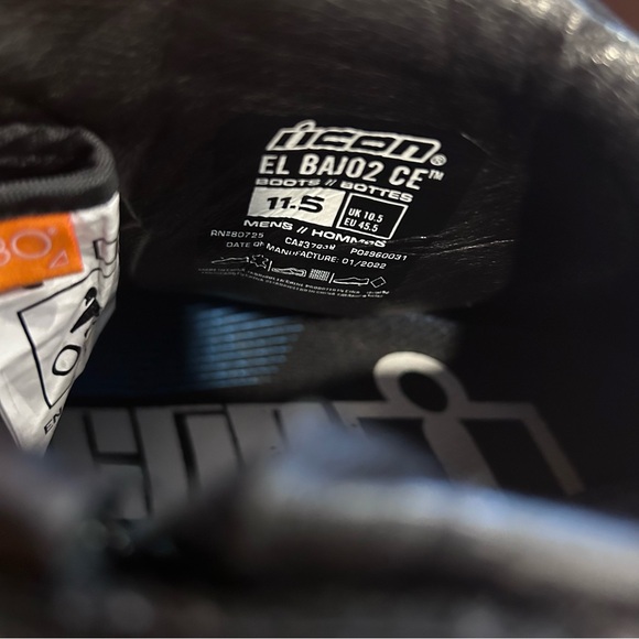 ICON El‎ Bajo2 CE motorsports Black Boots men’s size 11.5 - Picture 5 of 6